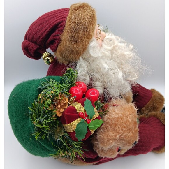 VTG Santa Claus Figurine Doll Plush Jolly Shelf Sitter Xmas Holiday Decor 14.5" - Picture 7 of 12